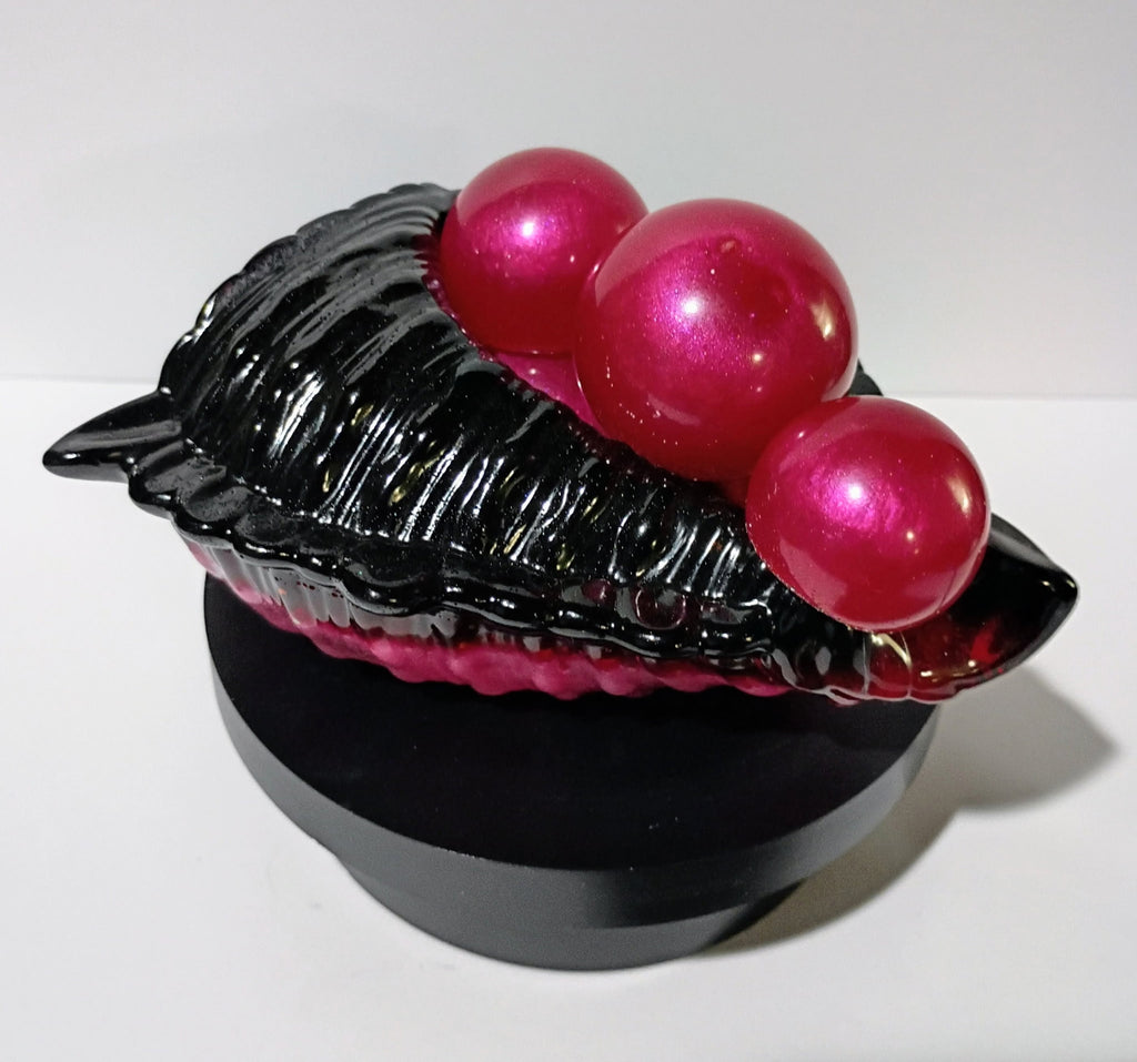 "Midnight Rose" - Large Epoxy Seashell