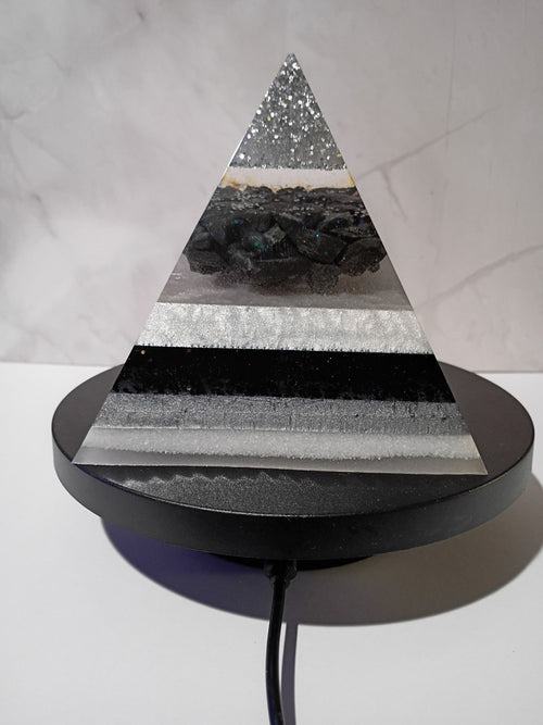 "Monochrome Sky" - Large Epoxy Pyramid