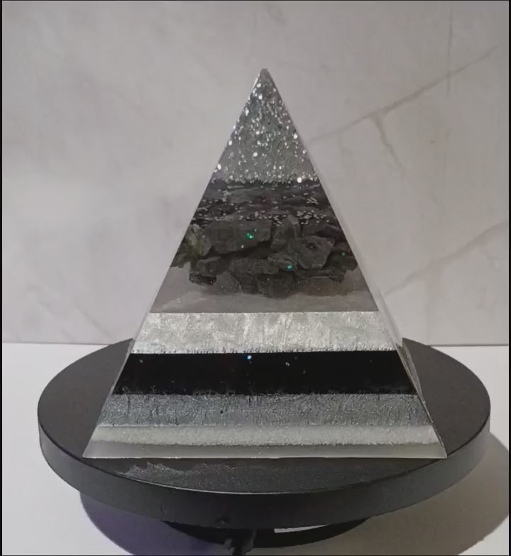 "Monochrome Sky" - Large Epoxy Pyramid